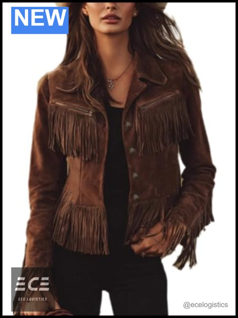 Faux Suede Fringe Jacket Women Western Cowgirl Fall Casual